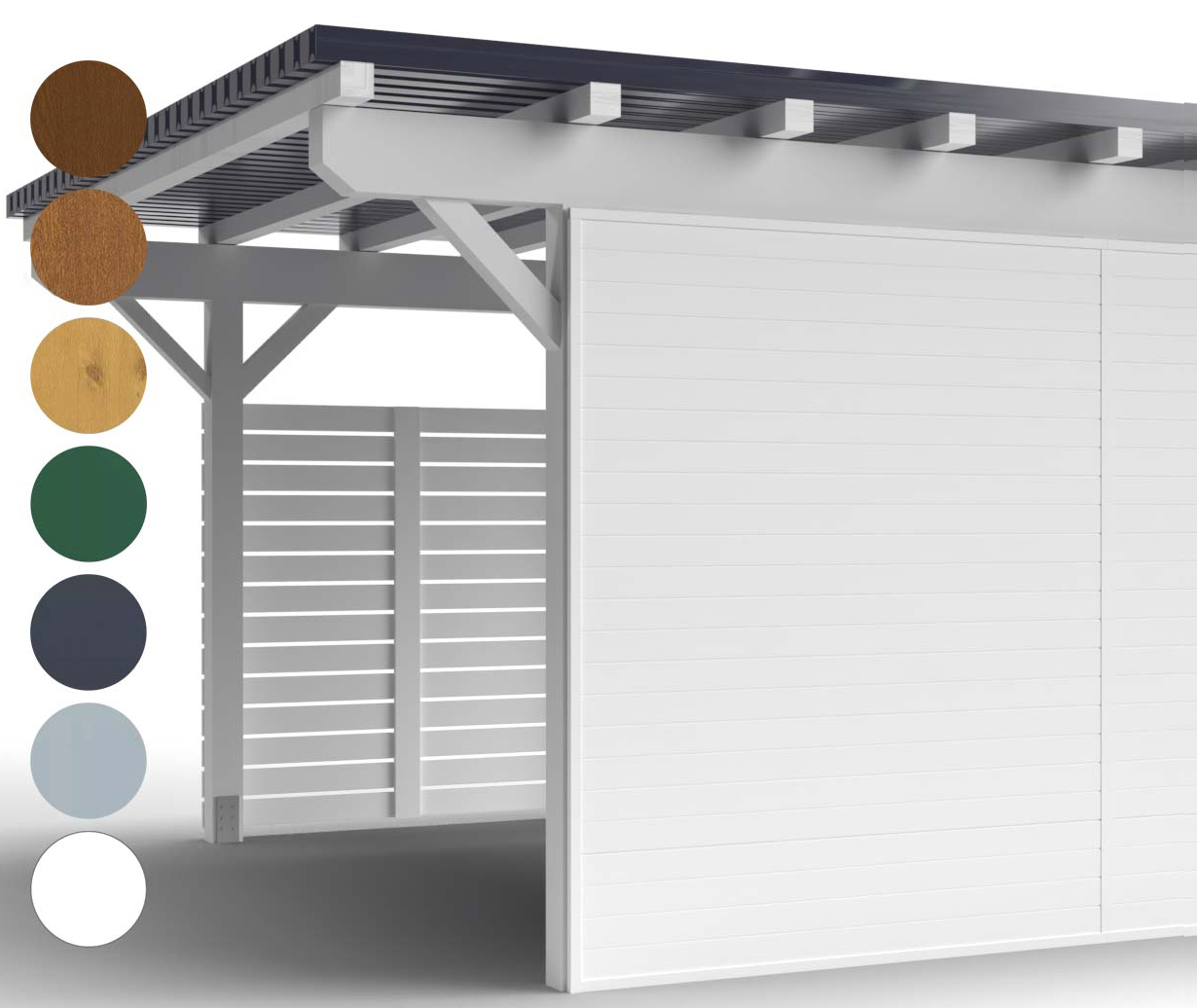 Carport Verkleidung in Weiß Höhe 250 cm