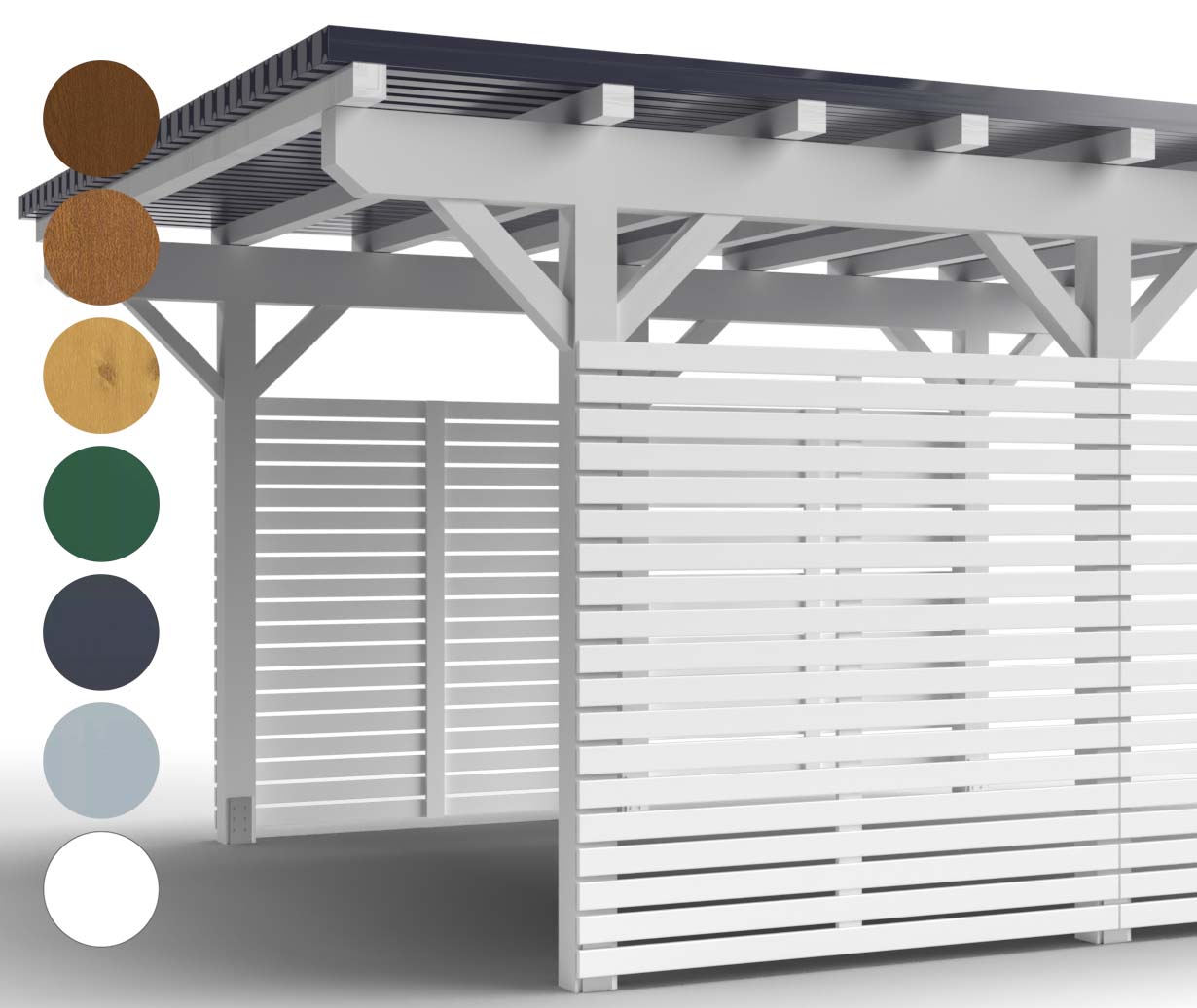 Carport Seitenwand mit Spalt in Weiß