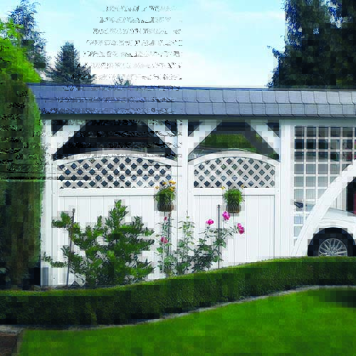 Carport Seitenwand in Weiß mit Rundbogen
