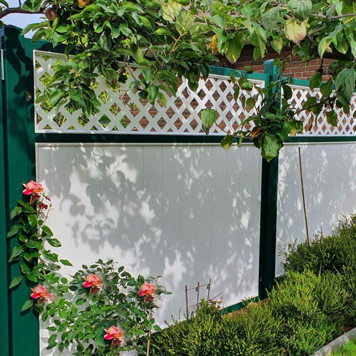 Sichtschutz Weiß Moosgrün Rankgitter Kunststoff PVC Garten