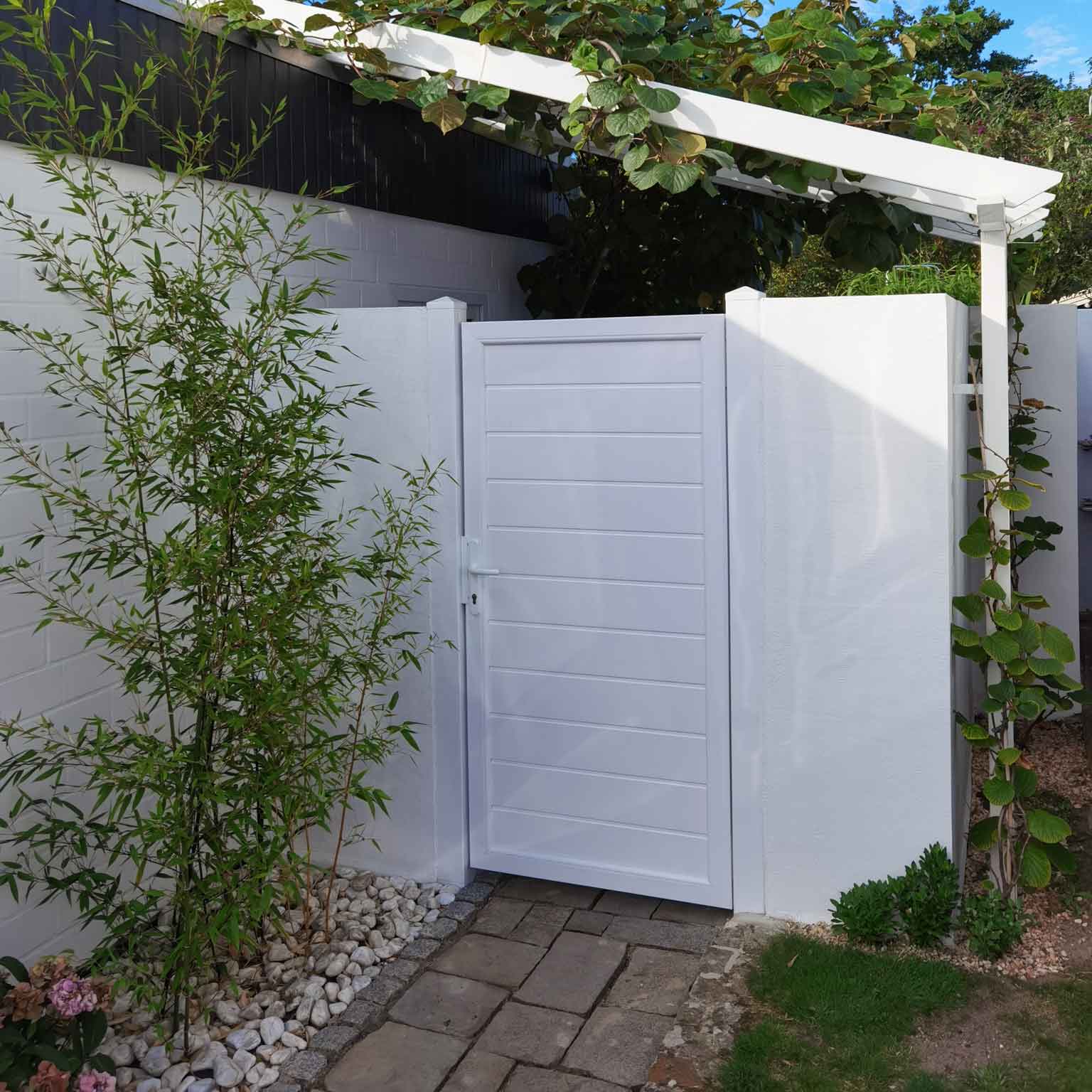Sichtschutz Sichtschutztür Weiß Kunststoff PVC Garten Terrasse