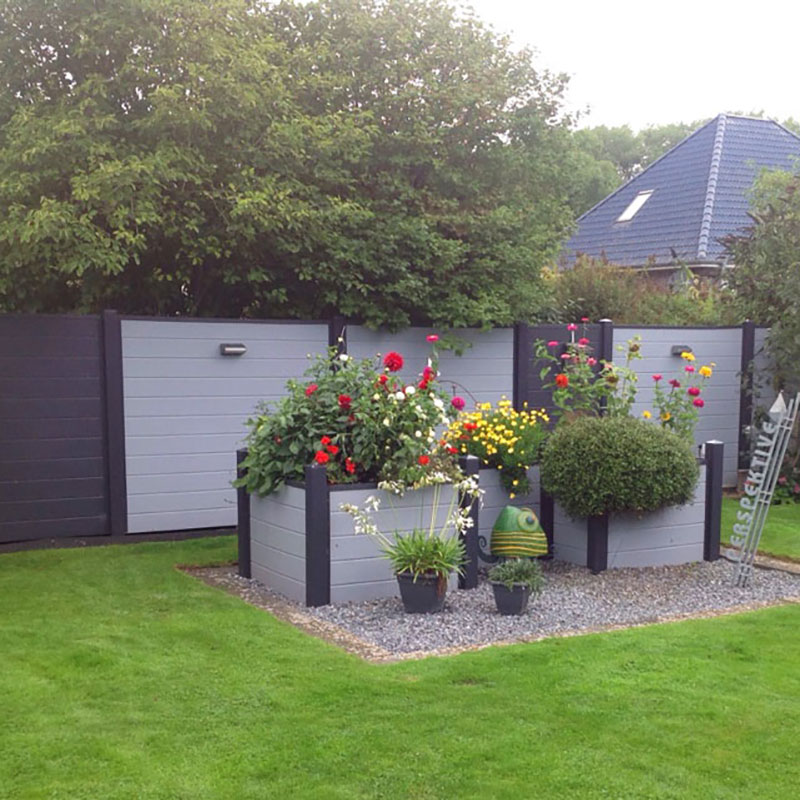 ECOLINE - verschiedenste Projekte, kreativ umgesetzt Sichtschutzzaun aus Kunststoff PVC in Grau und anthrazit im Garten