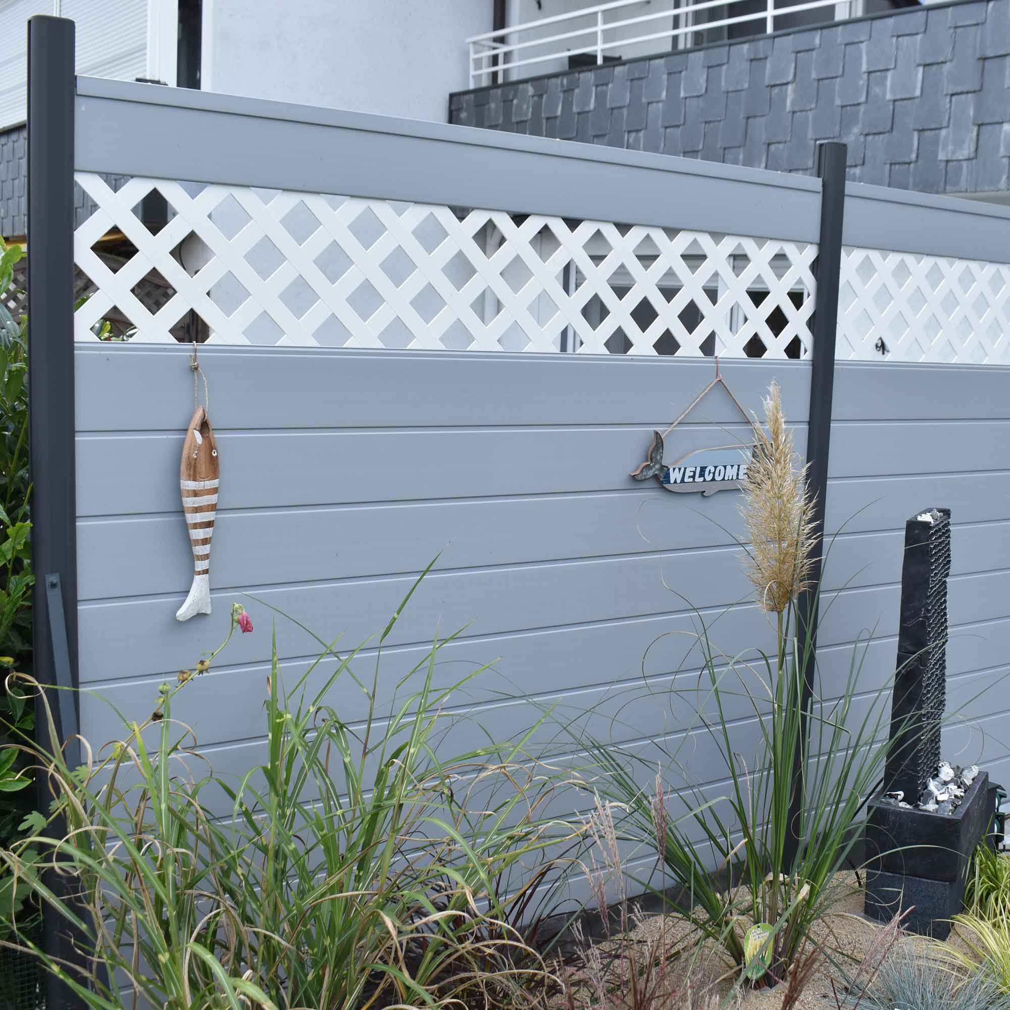 Sichtschutz Grau Anthrazit Weiß Rankgitter Stecksystem Kunststoff PVC Garten
