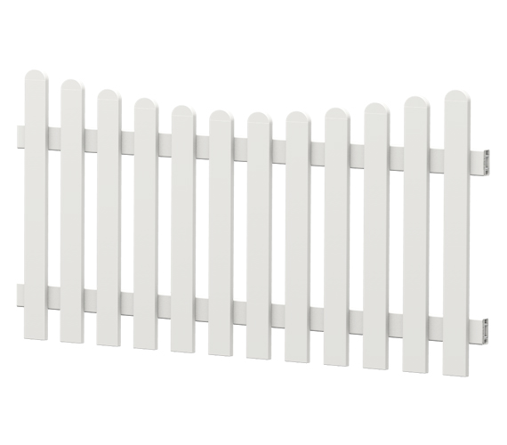Zaunsfeld gebogener Kantenabschluss nach unten, Unterbogen aus Kunststoff in Weiß