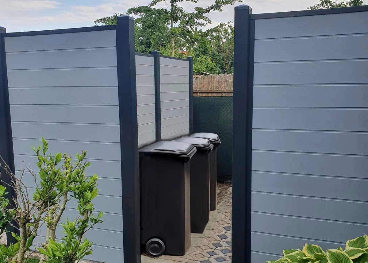 Mülltonnensichtschutz Mülltonneneinhausung Mülltonnenplatz in Grau AnthrazitPVC