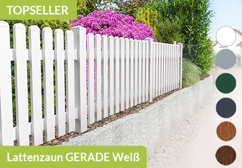 Lattenzaun aus Qualitäts-Kunststoff in Weiß mit Oberbogen