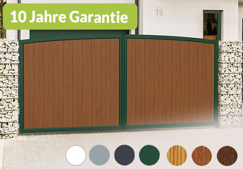 Hoftor Rundbogen/Oberbogen 400x200 Aluminium Kunststoff Holzoptik