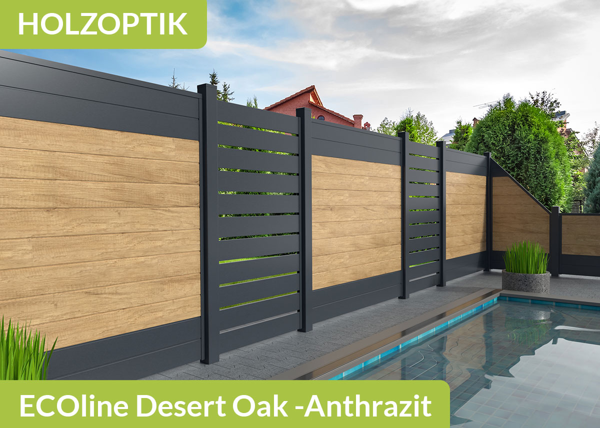 Sichtschutzzaun Spaltsichtschutz in Anthrazit aus Kunststoff der Baureihe Ecoline
