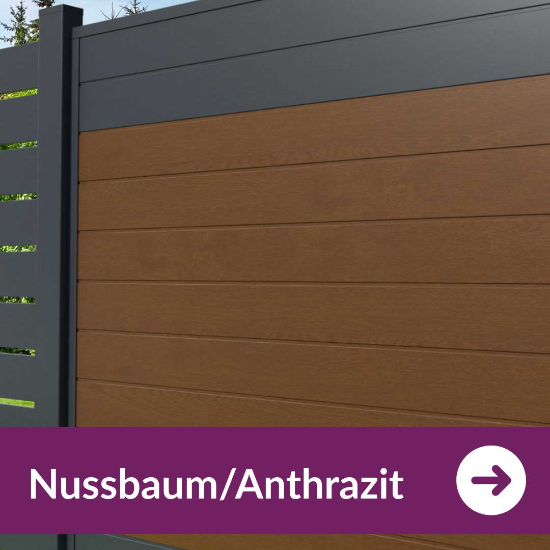 Sichtschutzzaun Kunststoff - Nussbaum/Anthrazit