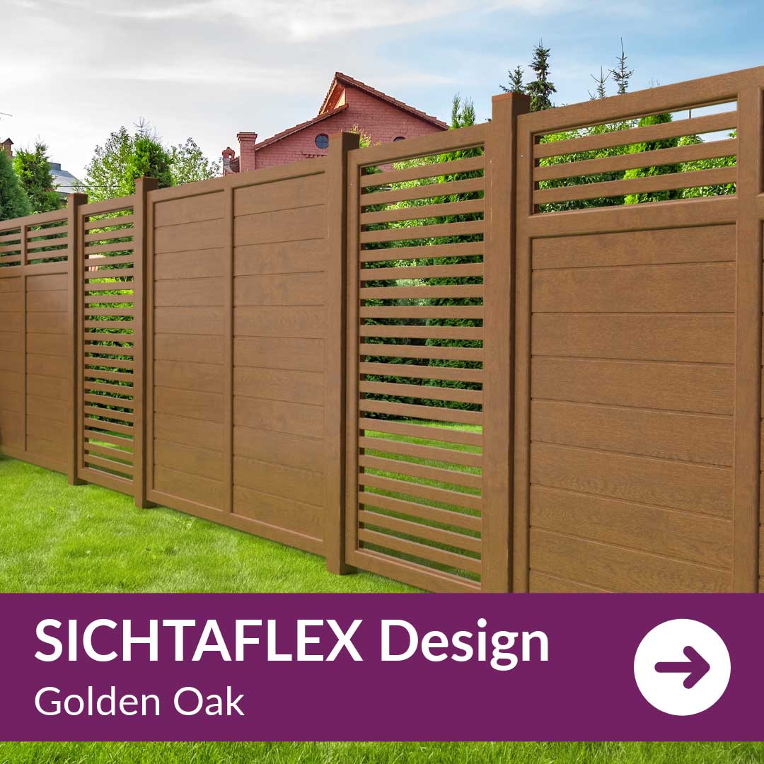 Sichtschutzzaun Kunststoff - SICHTAFLEX Design Golden Oak Holzoptik