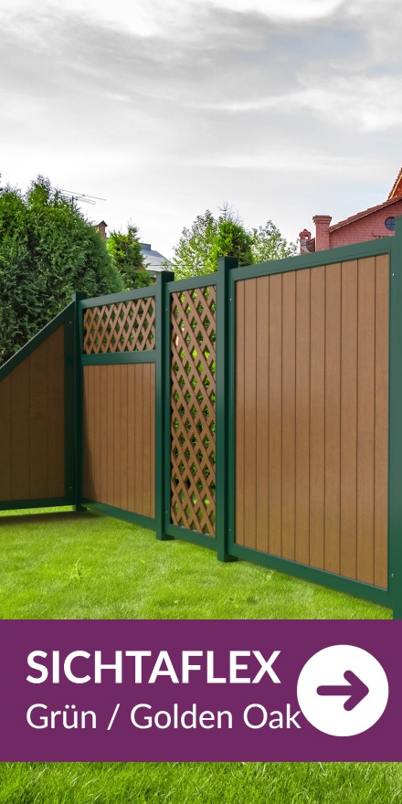Sichtschutzzaun Kunststoff - SICHTAFLEX Moosgrün/Golden Oak