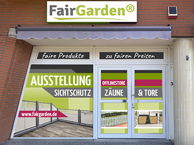 Showroom Ausstellung von Sichtschutz- und Gartenzäune aus hochwertigen Kunststoff