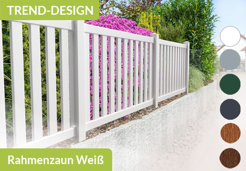 Rahmenzaun aus Qualitäts-Kunststoff in Weiß
