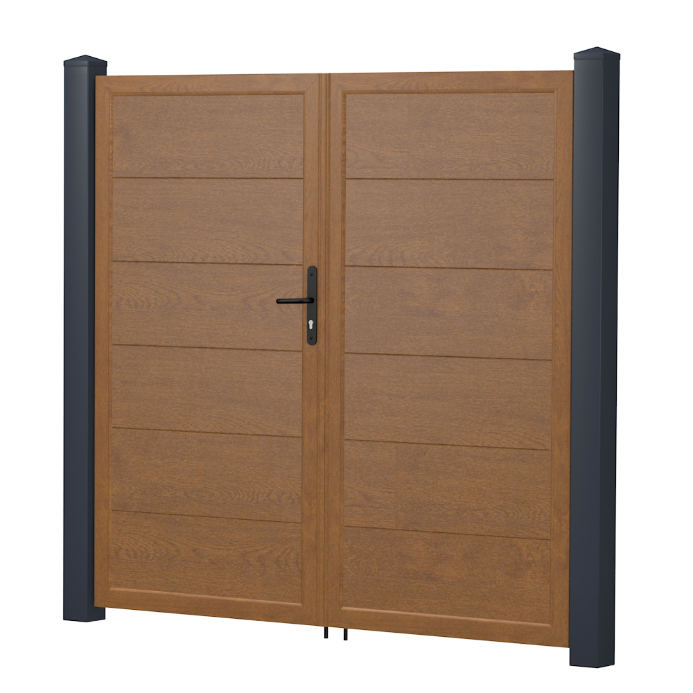 Sichtschutztür Doppeltür Kunststoff Golden Oak Anthrazit