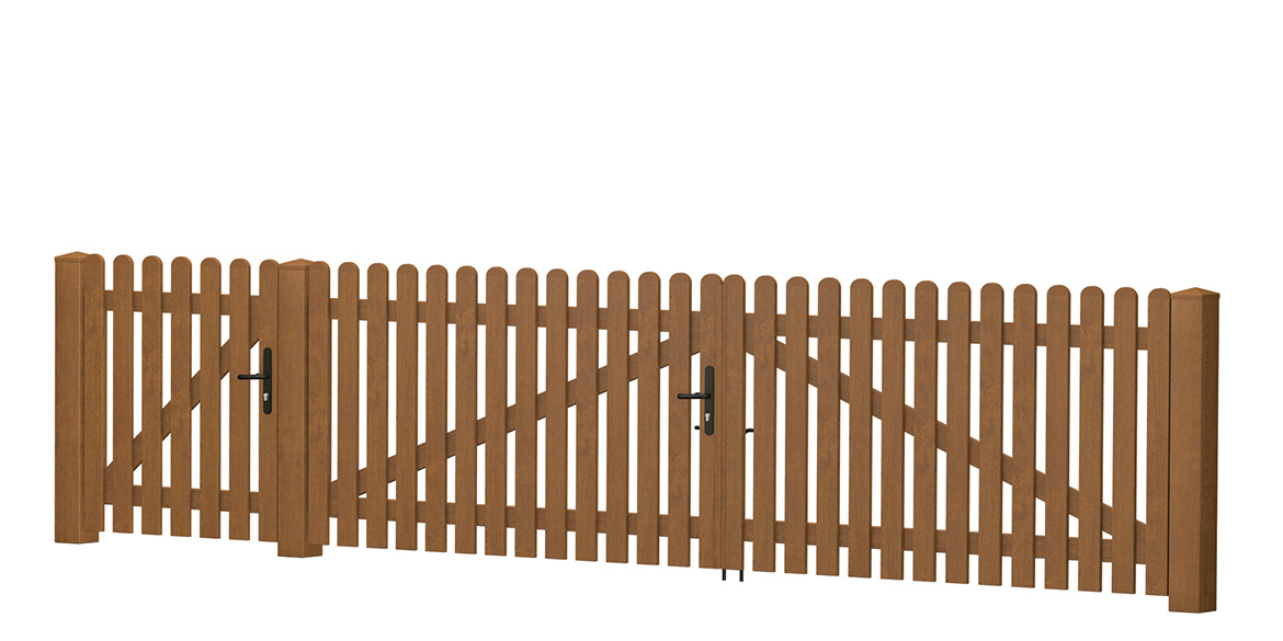 Gartentor-Pforte-Kombination Gerade PVC-Kunststoff Golden Oak