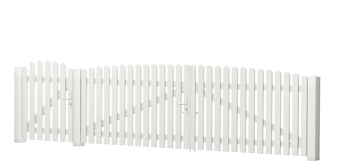 Gartentor-Pforte-Kombination Oberbogen PVC-Kunststoff Weiß