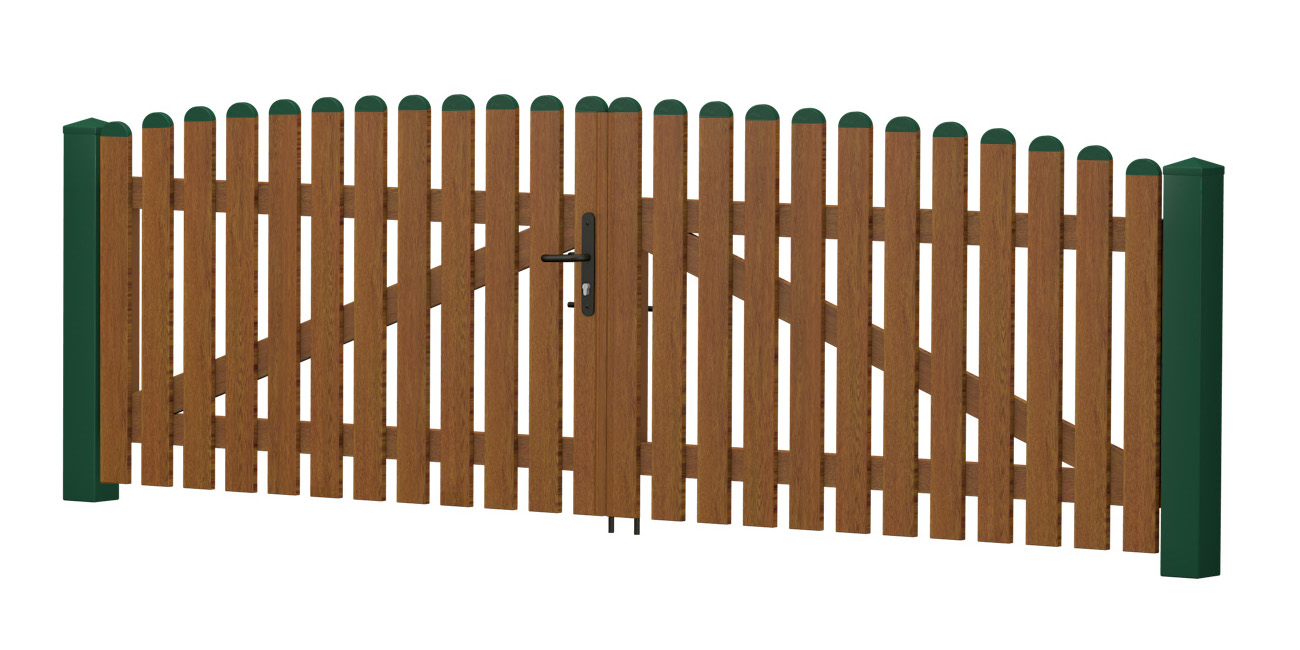 Gartenpforte auf Maß Kunststoff Oberbogen Moosgrün Golden Oak