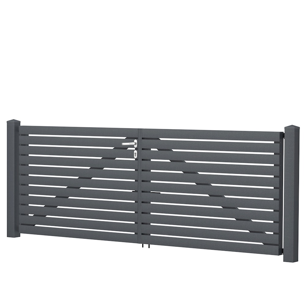 Querlattenzauntor Typ8 2-flügelig komplett Aluminium Optik DB703