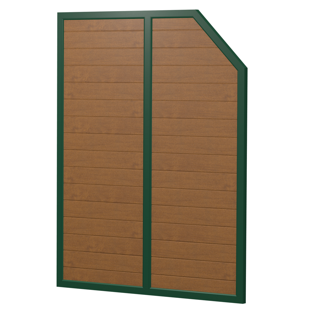 Sichtschutz Element Eckausschnitt Kunststoff Dicht mit Kämpfer 200cm Golden Oak Moosgrün