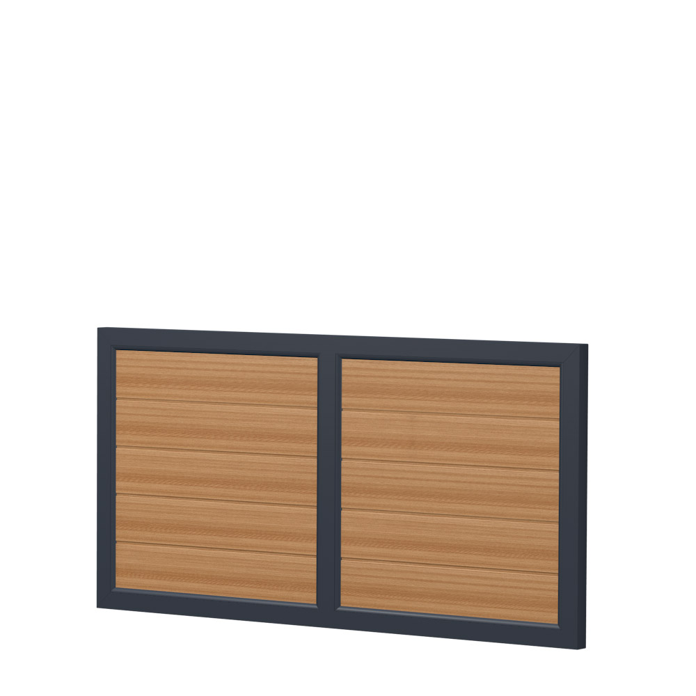 Sichtschutz Element Kunststoff Dicht mit Kämpfer 90cm Bergkiefer Anthrazit