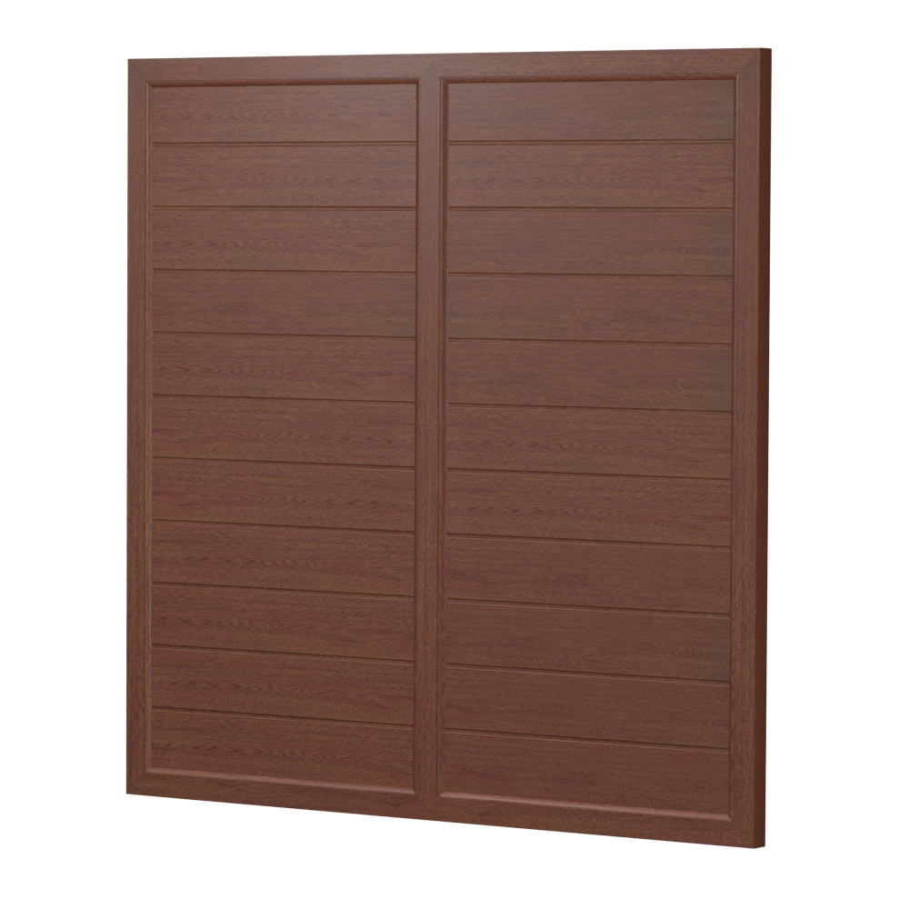 Sichtschutz Element Kunststoff Design Dicht mit Kämpfer 180cm Nussbaum