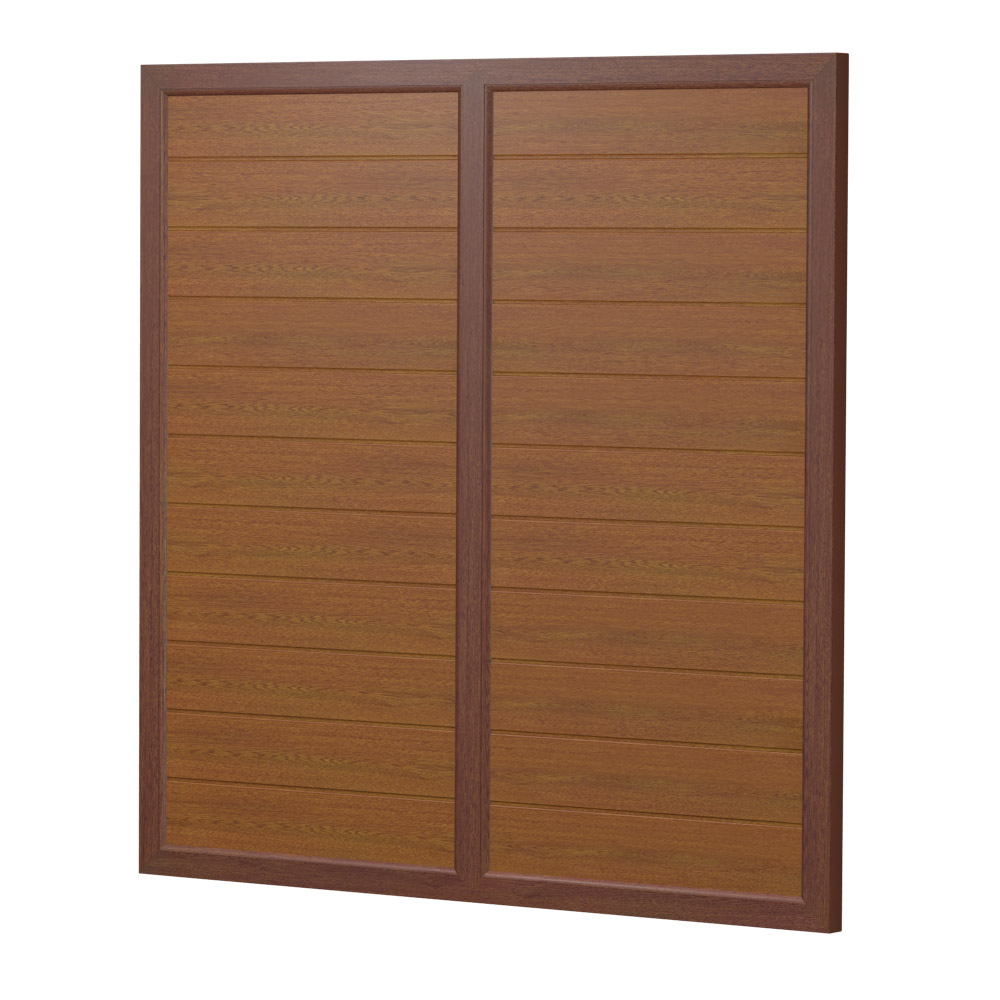 Sichtschutz Element Kunststoff Design Dicht mit Kämpfer 180cm Golden Oak Nussbaum