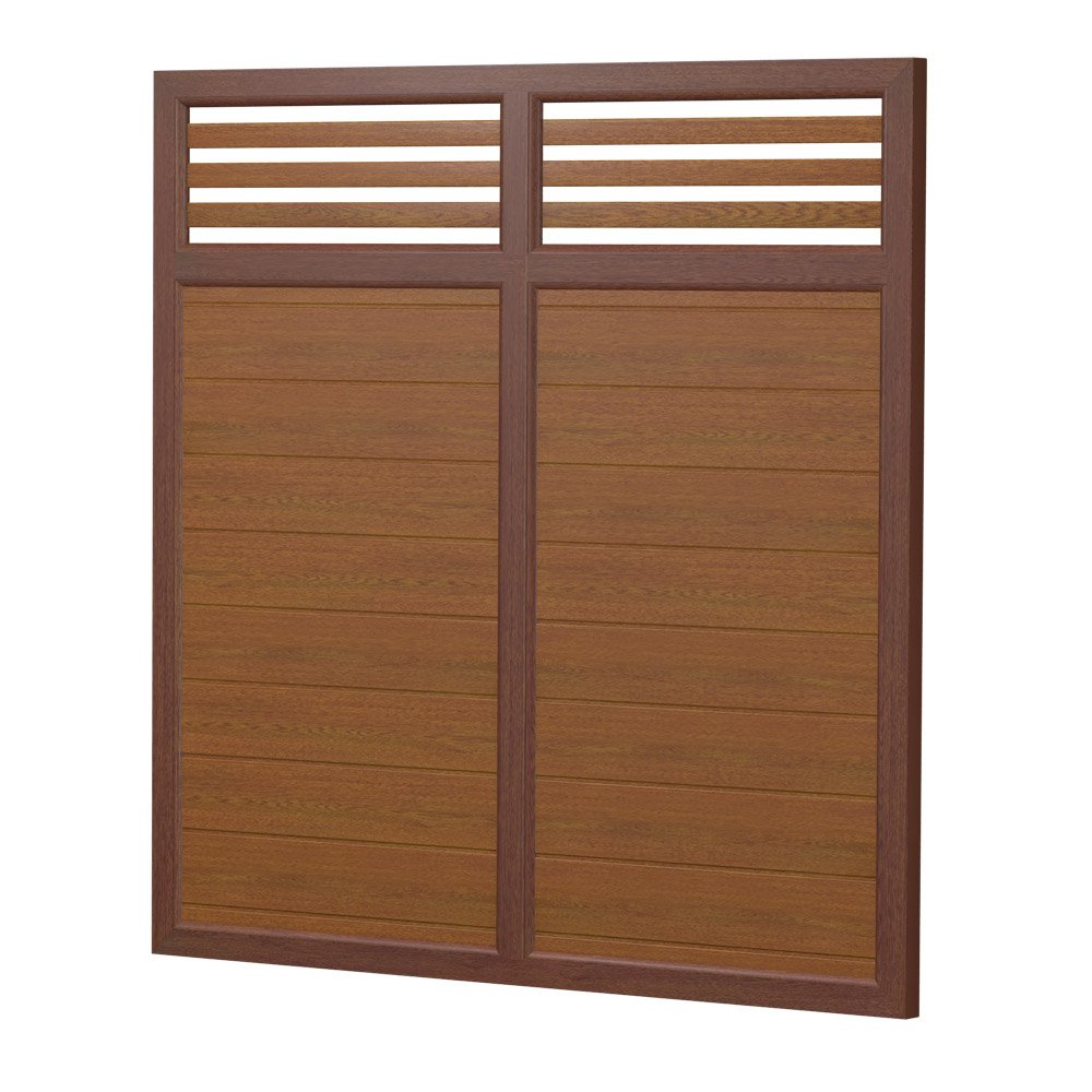 Sichtschutz Element Kunststoff Design Rankgitter mit Kämpfer 180cm Golden Oak Nussbaum
