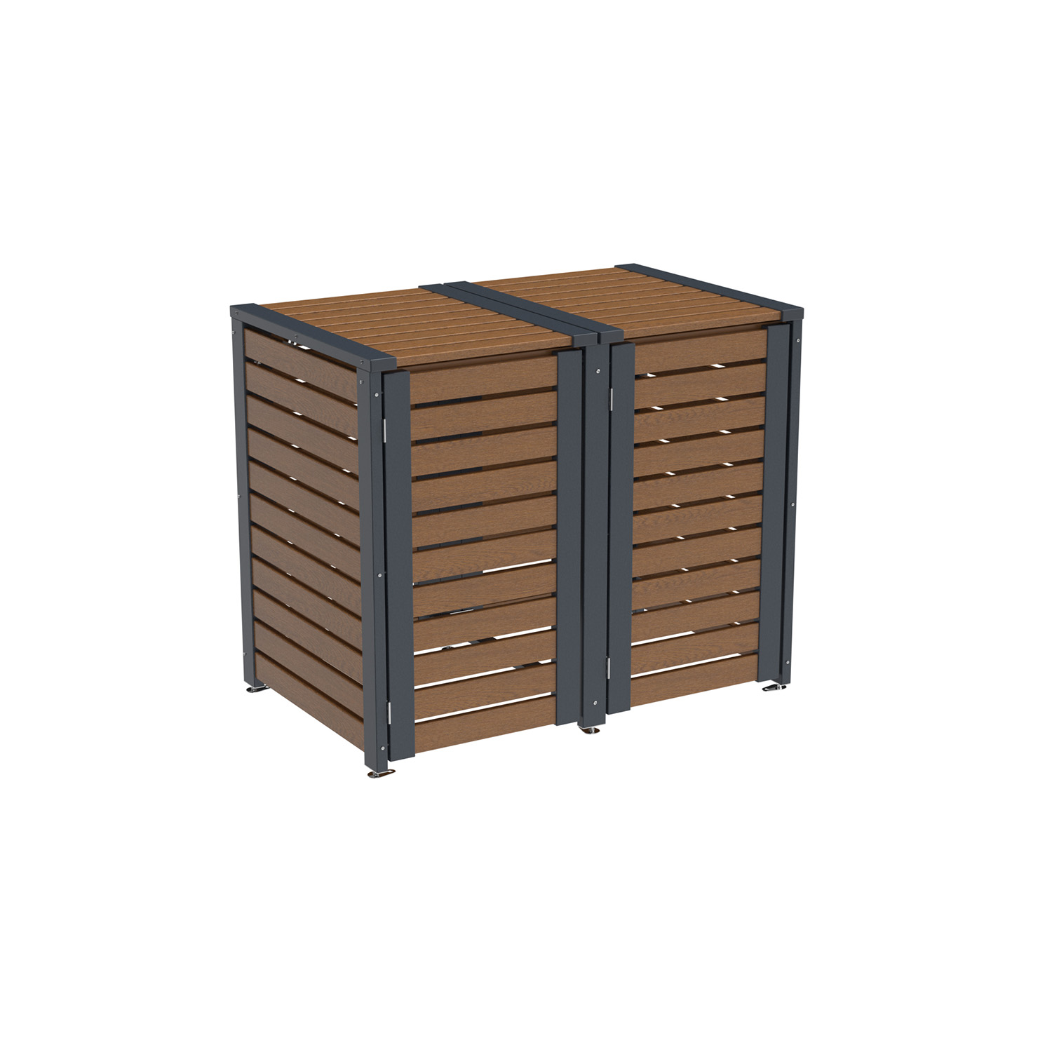 PVC 2er Tonnenboxen aus Kunststoff in Golden Oak - Anthrazit